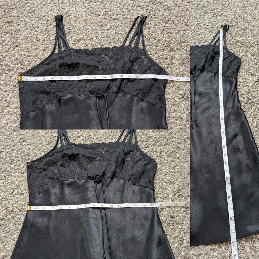 Vintage Van Raalte black floral lace & satin lingerie nightgown M - Picture 7 of 7